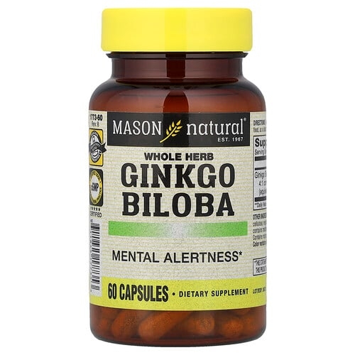 Mason Natural Whole Herb Ginkgo Biloba 60 Capsules 125 Mg Per Capsule product image