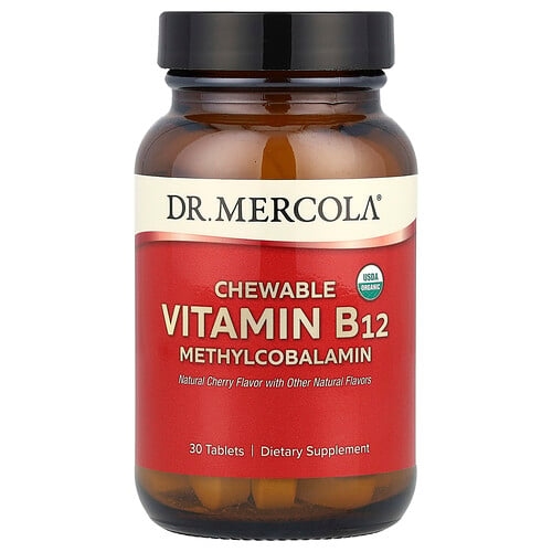 Dr Mercola Chewable Vitamin B12 Methylcobalamin Natural Cherry 30 Tablets product image