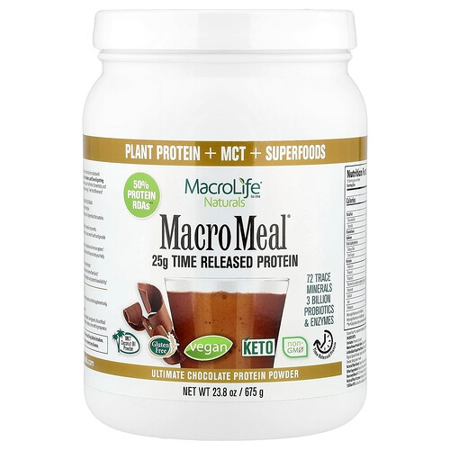 Macrolife Naturals Macro Meal Ultimate Protein Powder Chocolate 23 8 Oz 675 G product image