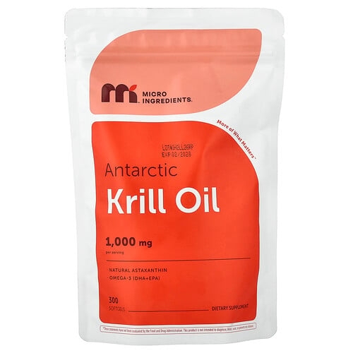 Micro Ingredients Antarctic Krill Oil 300 Softgels 500 Mg Per Softgel product image