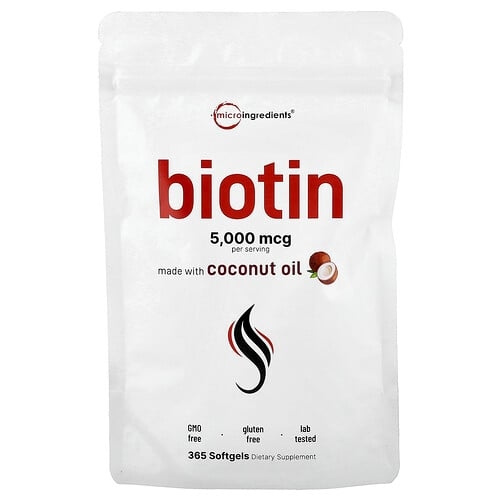 Micro Ingredients Biotin 5 000 Mcg 365 Softgels product image
