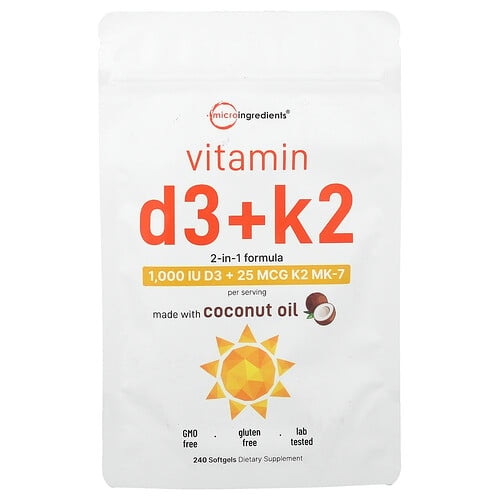 Micro Ingredients Vitamin D3 K2 240 Softgels product image