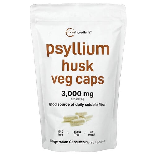 Micro Ingredients Psyllium Husk Veg Caps 500 Vegetarian Capsules 500 Mg Per Capsule product image
