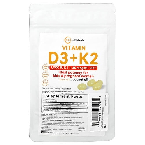 Micro Ingredients Vitamin D3 K2 300 Softgels product image