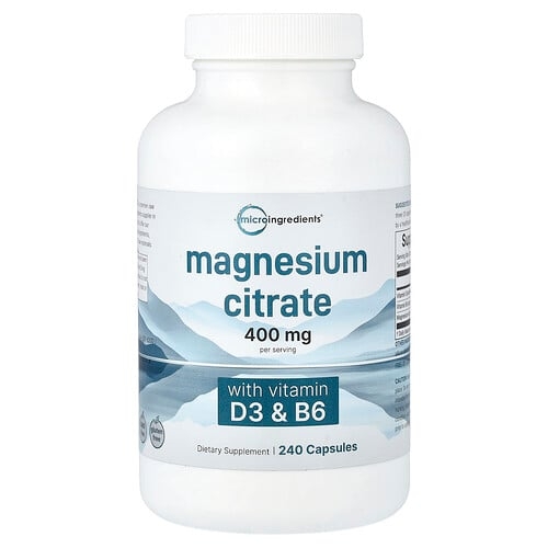 Micro Ingredients Magnesium Citrate With Vitamin D3 B6 240 Capsules product image