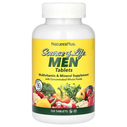 Naturesplus Source Of Life Men Multivitamin Mineral Supplement With Concentrated Whole Foods Iron Free 120 Tablets product image