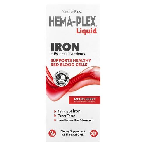 Naturesplus Hema Plex Liquid Iron Essential Nutrients Mixed Berry 8 5 Fl Oz 250 Ml product image