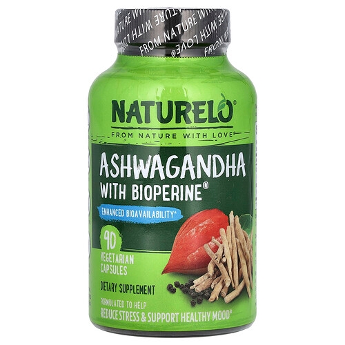 Naturelo Ashwagandha With Bioperine 90 Vegetarian Capsules product image