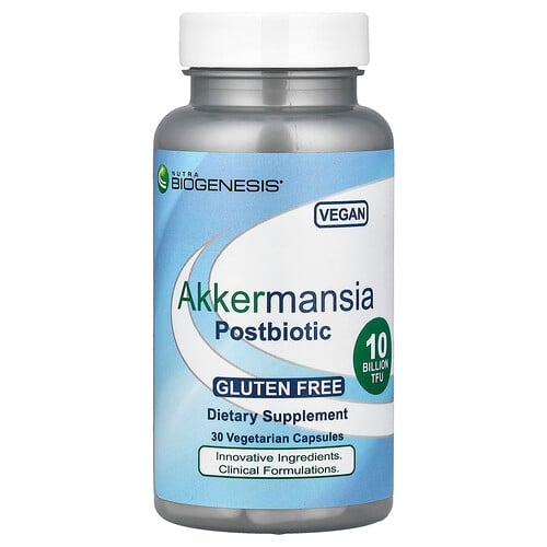 Nutra Biogenesis Akkermansia Postbiotic 100 Mg 10 Billion Tfu 30 Vegetarian Capsules product image