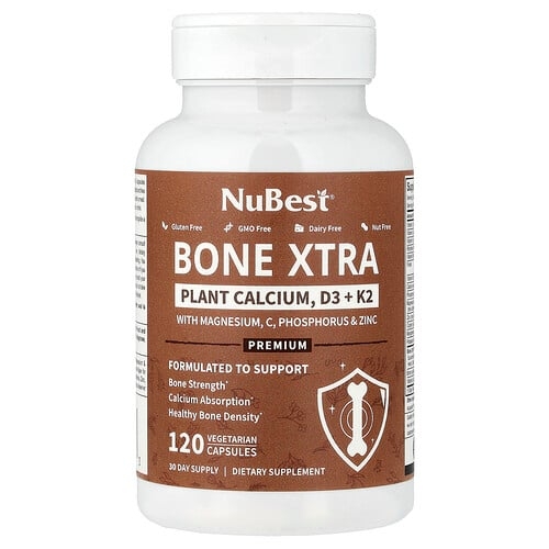Nubest Bone Xtra Plant Calcium D3 K2 120 Vegetarian Capsules product image