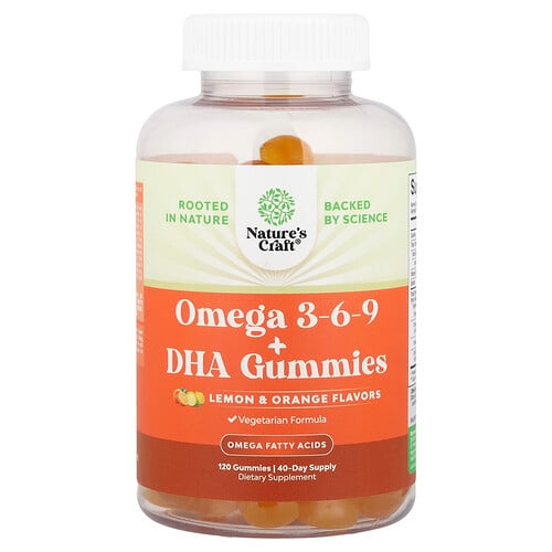 Nature S Craft Omega 3 6 9 Dha Gummies Lemon Orange 120 Gummies product image