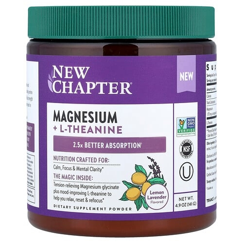 New Chapter Magnesium L Theanine Powder Lemon Lavender 4 9 Oz 141 G product image