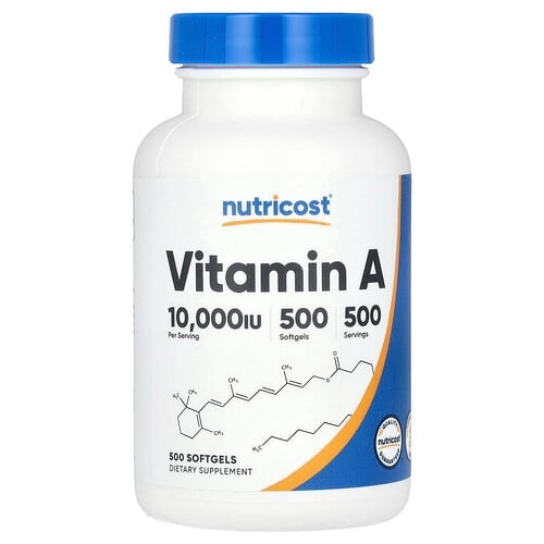 Nutricost Vitamin A 10 000 Iu 500 Softgels product image