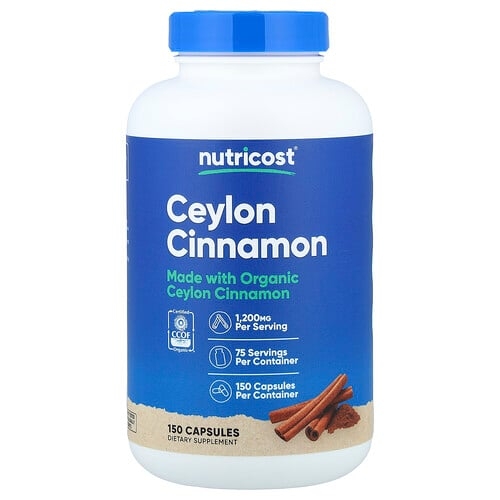 Nutricost Ceylon Cinnamon 150 Capsules 600 Mg Per Capsule product image