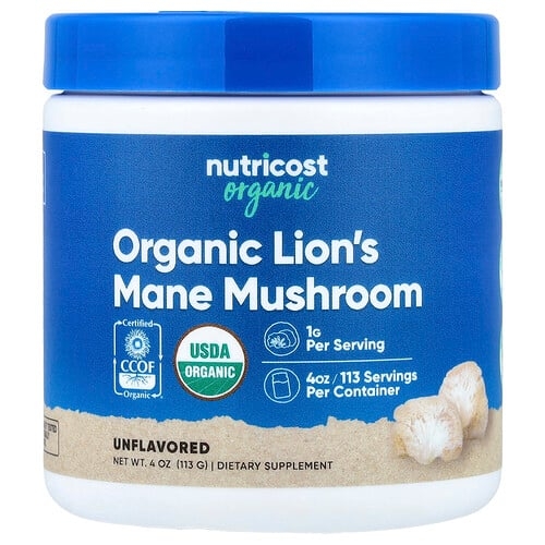 Nutricost Organic Lion S Mane Mushroom Unflavored 4 Oz 113 G product image
