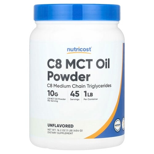 Nutricost C8 Mct Oil Powder Unflavored 1 Lb 454 G product image