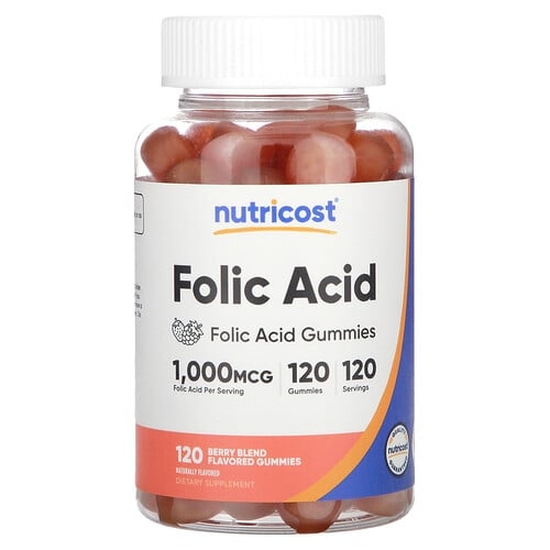 Nutricost Folic Acid Gummies Berry Blend 1 000 Mcg 120 Gummies product image