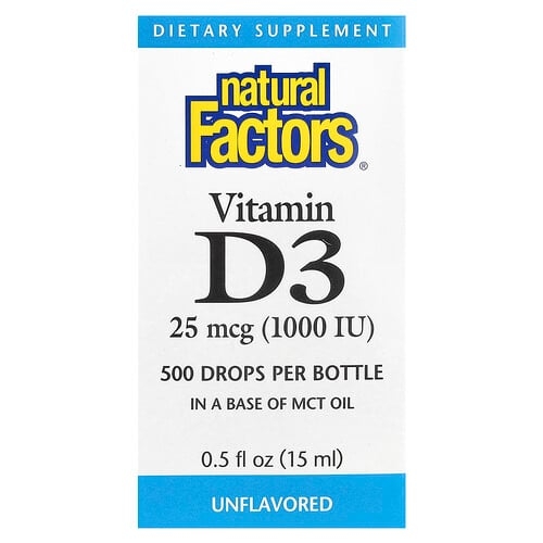 Natural Factors Vitamin D3 Drops Unflavored 25 Mcg 1 000 Iu 0 5 Fl Oz 15 Ml product image
