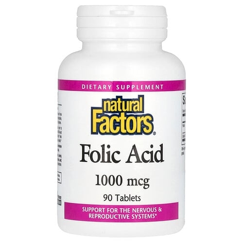Natural Factors Folic Acid 1 000 Mcg 90 Tablets product image