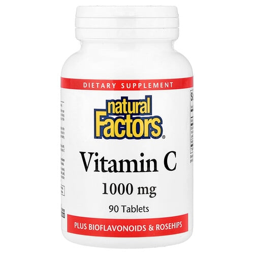 Natural Factors Vitamin C Plus Bioflavonoids Rosehips 90 Tablets product image