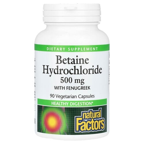 Natural Factors Betaine Hydrochloride With Fenugreek 500 Mg 90 Vegetarian Capsules product image