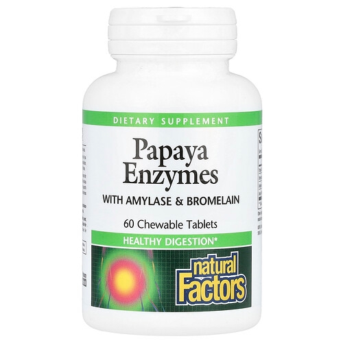 Natural Factors Papaya Enzymes With Amylase Bromelain 60 Chewable Tablets product image