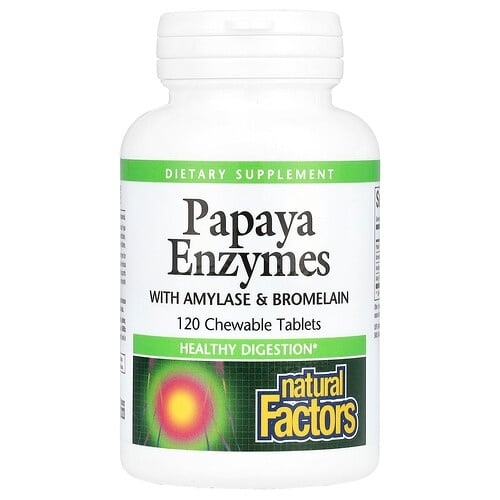 Natural Factors Papaya Enzymes With Amylase Bromelain 120 Chewable Tablets product image