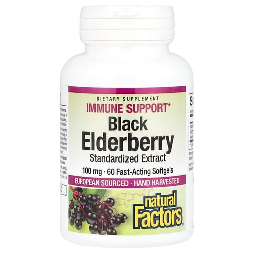 Natural Factors Black Elderberry 100 Mg 60 Fast Acting Softgels product image