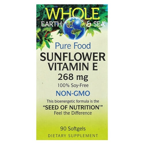 Natural Factors Whole Earth Sea Pure Food Sunflower Vitamin E 268 Mg 90 Softgels product image