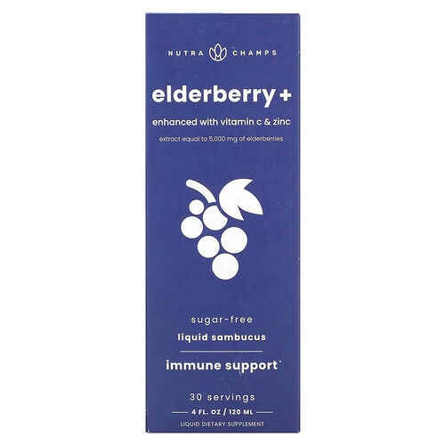 Nutrachamps Elderberry Enhanced With Vitamin C Zinc Natural Berry 4 Fl Oz 120 Ml product image