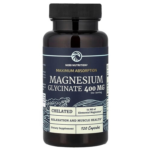 Nobi Nutrition Magnesium Glycinate Maximum Absorption 120 Capsules 200 Mg Per Capsule product image