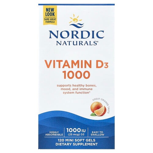 Nordic Naturals Vitamin D3 1000 Orange 25 Mcg 1 000 Iu 120 Mini Soft Gels product image