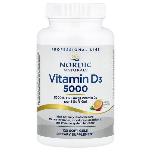 Nordic Naturals Vitamin D3 5000 Orange 125 Mcg 5 000 Iu 120 Soft Gels product image