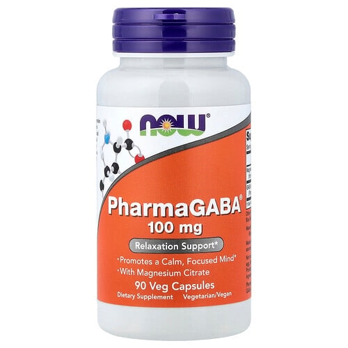 Now Foods Pharmagaba With Magnesium Citrate 90 Veg Capsules product image