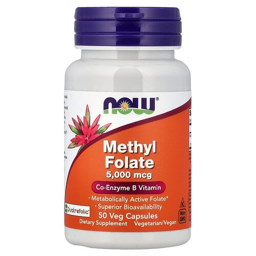 Now Foods Methyl Folate 5 000 Mcg 50 Veg Capsules product image