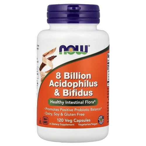 Now Foods 8 Billion Acidophilus Bifidus 120 Veg Capsules 68 Mg Per Capsule product image