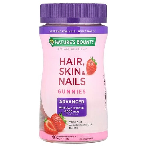 Nature S Bounty Optimal Solutions Hair Skin Nails Gummies Strawberry 40 Gummies product image