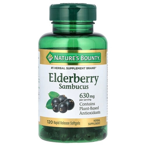 Nature S Bounty Elderberry Sambucus 120 Rapid Release Softgels 210 Mg Per Softgel product image