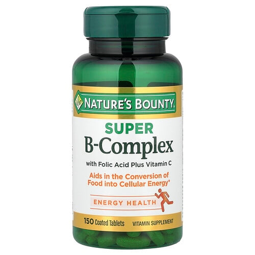Nature S Bounty Super B Complex With Folic Acid Plus Vitamin C 150 Coated Tablets product image