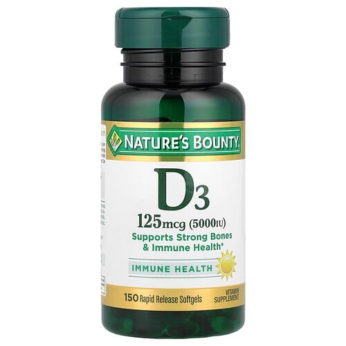 Nature S Bounty Vitamin D3 125 Mcg 5 000 Iu 150 Rapid Release Softgels product image