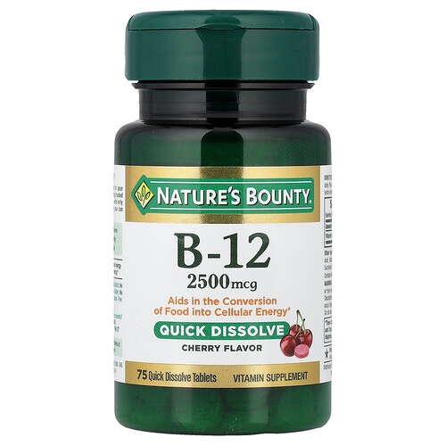 Nature S Bounty Vitamin B 12 Cherry 2 500 Mcg 75 Quick Dissolve Tablets product image