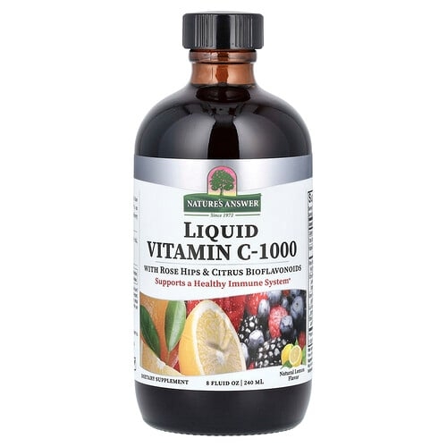 Nature S Answer Liquid Vitamin C 1000 With Rose Hips Citrus Bioflavonoids Natural Lemon 8 Fl Oz 240 Ml product image