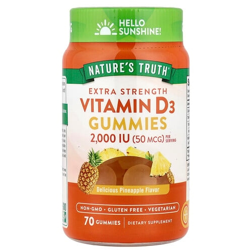 Nature S Truth Vitamin D3 Delicious Pineapple 70 Gummies 25 Mcg 1 000 Iu Per Gummy product image