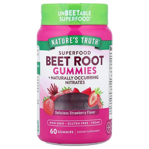 Nature S Truth Superfood Beet Root Gummies Delicious Strawberry 60 Gummies product image