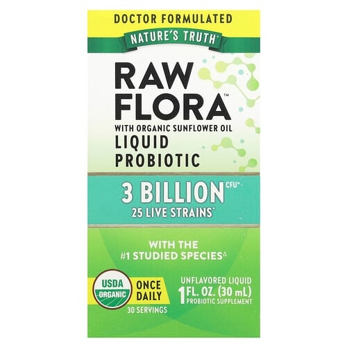 Nature S Truth Raw Flora Liquid Probiotic Unflavored 3 Billion Cfu 1 Fl Oz 30 Ml product image