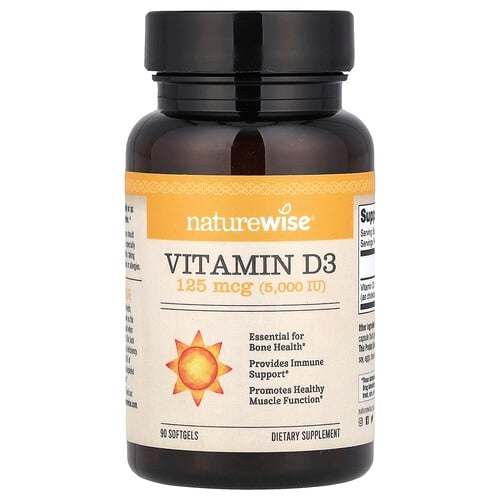 Naturewise Vitamin D3 125 Mcg 5 000 Iu 90 Softgels product image