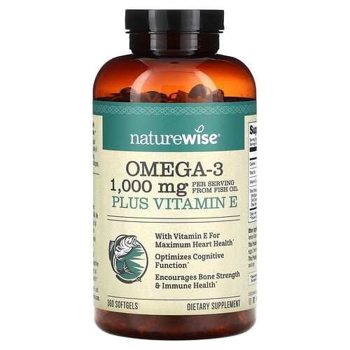Naturewise Omega 3 Plus Vitamin E 360 Softgels product image