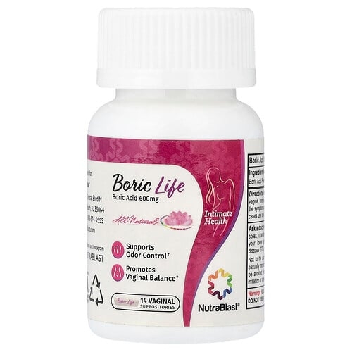 Nutrablast Boric Life Boric Acid 600 Mg 14 Vaginal Suppositories product image