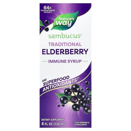 Nature S Way Sambucus Traditional Immune Syrup Elderberry 4 Fl Oz 120 Ml product image