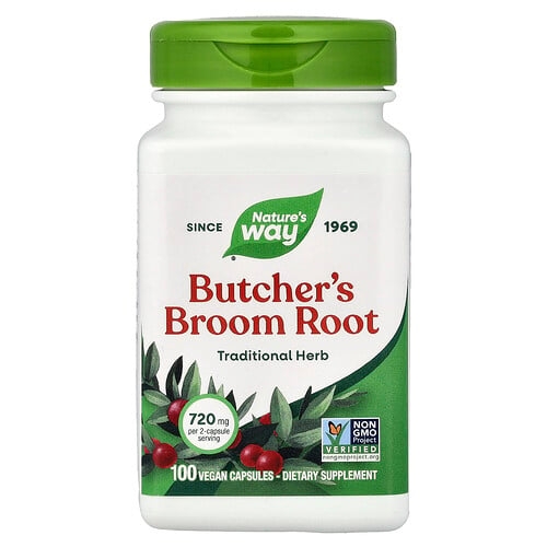Nature S Way Butcher S Broom Root 100 Vegan Capsules 360 Mg Per Capsule product image